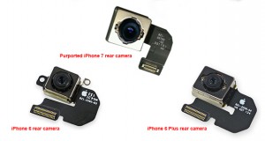 تصویر ماژول دوربین آیفون ۷ به قابلیت تثبیت اپتیکال تصویر در مدل کوچکتر اشاره دارند